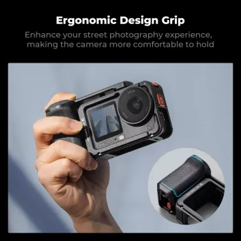 KF Camera Cage Frame Mount z uchwytem do DJI Osmo Action 6 / Action 5 / Action 4 / Action 3, stop aluminium, czarny, KF12.0036