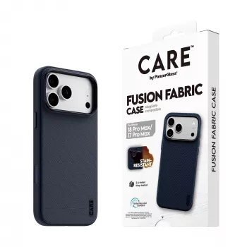 Etui CARE by PanzerGlass Fusion Fabric niebieskie z MagSafe dla iPhone 17 Pro Max