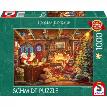 Schmidt Spiele Thomas Kinkade Studios: Święty Mikołaj sprawdza listę życzeń – puzzle 1000 elementów