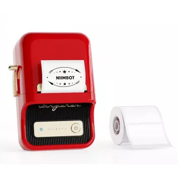 NIIMBOT B21 PRO Czerwona Drukarka Etykiet, Termiczna Bezpośrednia, 203 DPI, Bluetooth, Szerokość 53mm, USB-C, Akumulator