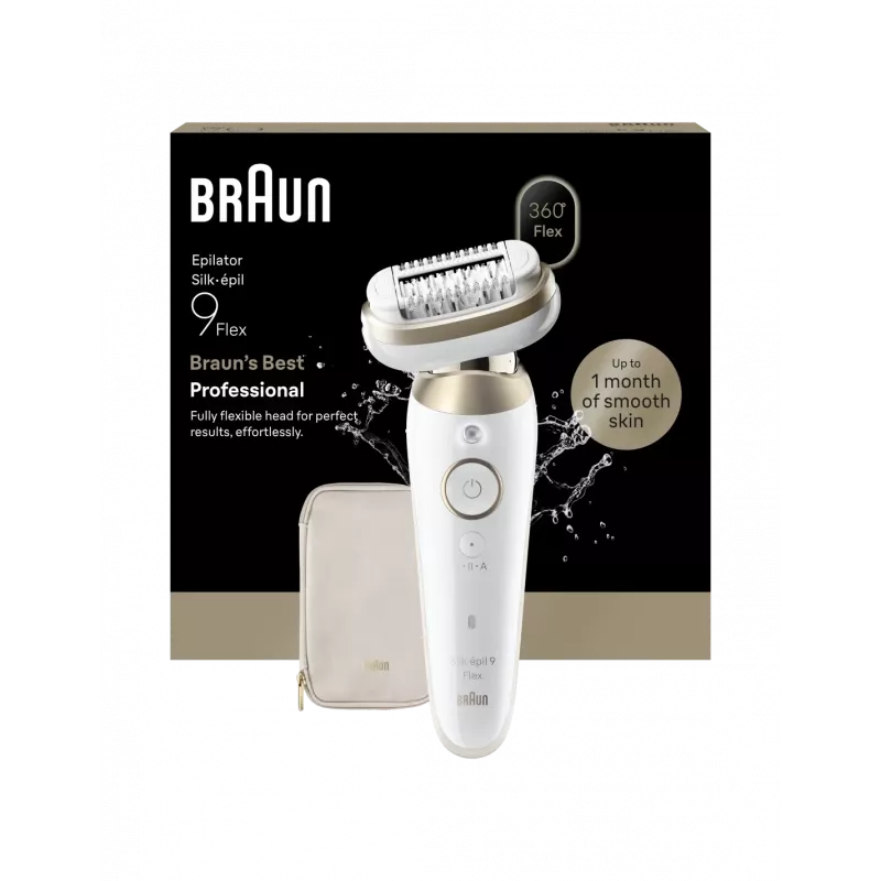 Braun Silk-épil 9 Flex SES9-011 3D Depilator, Wet & Dry, Biały/Złoty