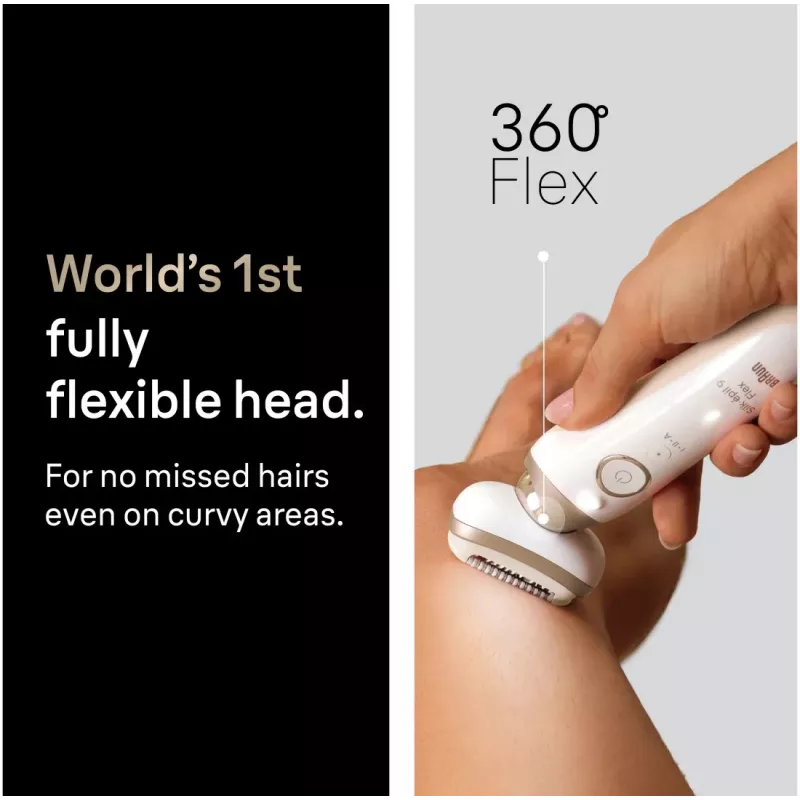 Braun Silk-épil 9 Flex SES9-011 3D Depilator, Wet & Dry, Biały/Złoty