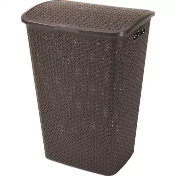 CURVER My Style 55L Kosz na pranie, ciemny brąz, efekt rattanu, 43x33x60cm