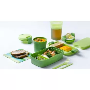 CURVER Lunch&Go Prostokątna miska śniadaniowa ze sztućcami 1,4L Zielona