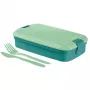 CURVER Lunch&Go Prostokątna miska śniadaniowa ze zintegrowanymi sztućcami, 1,4L, niebieska