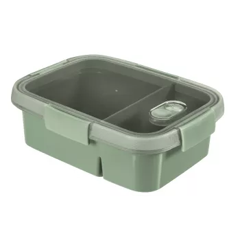 CURVER Smart Eco To Go Dwukomorowy Prostokątny Pojemnik na Żywność 0,9L (0,6L + 0,3L) Soft Green