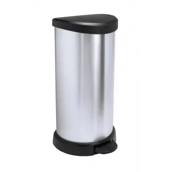 Curver Deco kosz na pedały okrągły 50L czarny srebrny metaliczny efekt