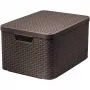 CURVER Style L Pudełko do przechowywania z pokrywką, 43,6 x 32,6 x 23 cm, ciemny brąz, 32,67 l, składane, do układania w stos, uchwyty z tkaniny