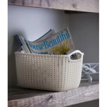 CURVER Knit Collection Prostokątny Kosz do Przechowywania S 8L Biały 30x22x17 cm