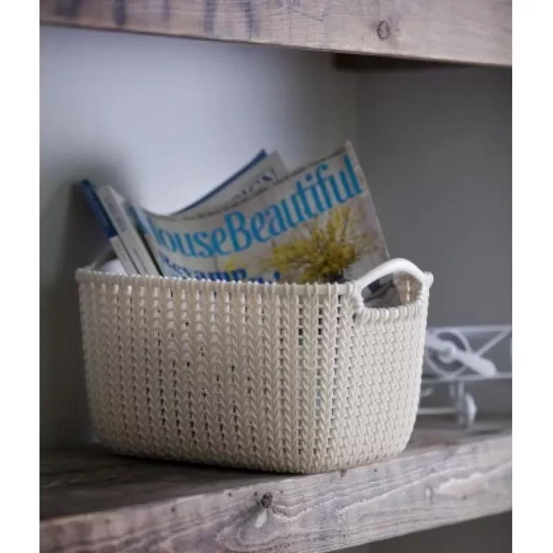 CURVER Knit Collection Prostokątny Kosz do Przechowywania S 8L Biały 30x22x17 cm