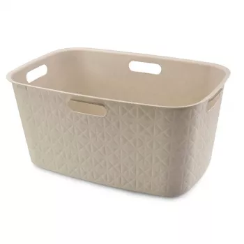 Kosz na pranie CURVER Softex 45L w kolorze kredowej bieli, prostokątny pojemnik z miękkim w dotyku wykończeniem i zintegrowanymi uchwytami, 57 x 37 x 27 cm