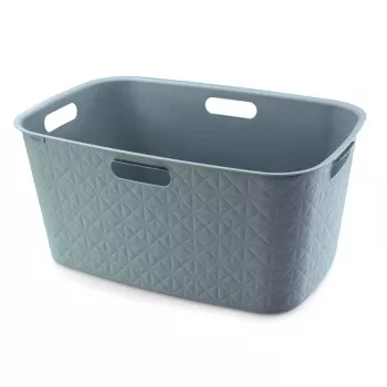 Kosz na pranie CURVER Softex 45L prostokątny ze zintegrowanymi uchwytami, morski, 57x37x27 cm