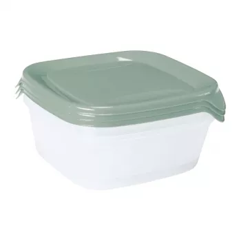 CURVER Fresh&Go Kwadratowy Zestaw Pojemników na Żywność 3 x 0,8 L Zielony