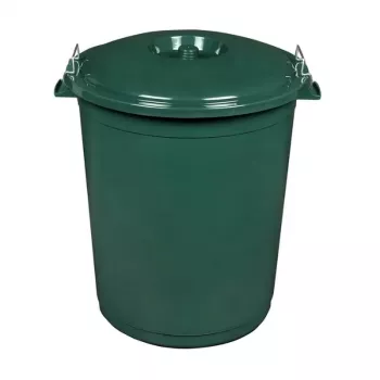 KEEEPER Hugo 70L Mega kosz na śmieci, ciemnozielony, Ø55 x 60,5 cm, okrągły, zdejmowana pokrywa, do użytku wewnątrz i na zewnątrz, odporny na UV i mróz