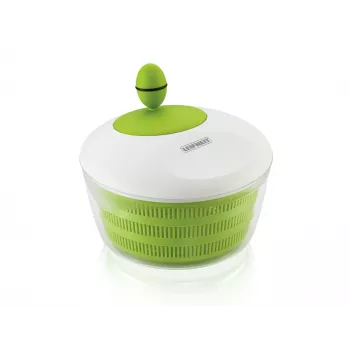 LEIFHEIT Salad Dryer Trend 4,5L wirówka do sałaty z napędem korbowym z miską do serwowania, zielona pokrywka