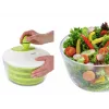LEIFHEIT Salad Dryer Trend 4,5L wirówka do sałaty z napędem korbowym z miską do serwowania, zielona pokrywka