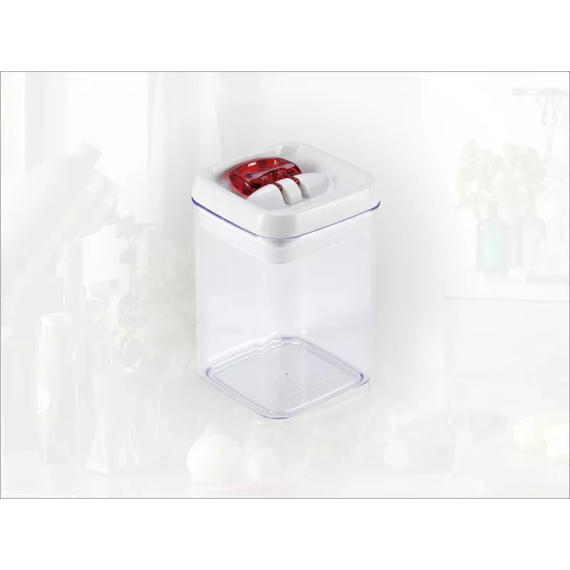 LEIFHEIT Fresh&Easy pojemnik do przechowywania żywności 800ml, hermetyczny, do układania w stos, bez BPA, przezroczysty z biało-zieloną pokrywką
