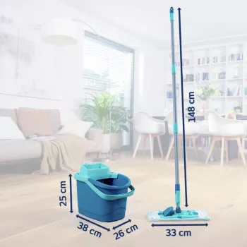 Leifheit Clean Twist M Ergo zestaw do czyszczenia podłóg z mopem Micro Duo, 33 cm, zielono-biały