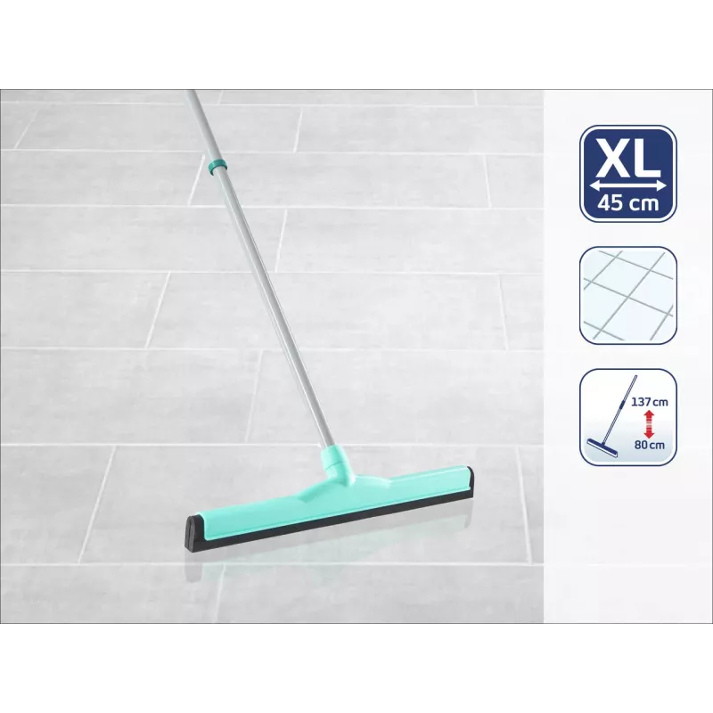 LEIFHEIT Classic Aqua Collect Ściągaczka do podłóg z teleskopowym uchwytem, 45 cm, zielono-biała