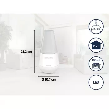 SOEHNLE Air Aromatizator Valencia Ultradźwiękowy Dyfuzor Aromatyczny, 100 ml Zbiornik, Do 4h Pracy, Biały/Srebrny