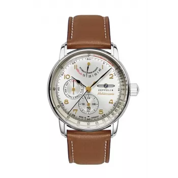 Zeppelin Mediterranee 96901 Automatyczny Zegarek Męski 42mm Niebieska Tarcza Pasek Skórzany