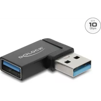 Adapter Delock USB 10 Gbps Type-A męski na żeński, kątowy lewy