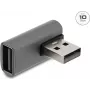 Delock adapter USB 10 Gbps Type-A męski do Type-A żeński, kątowy lewy, obudowa aluminiowa