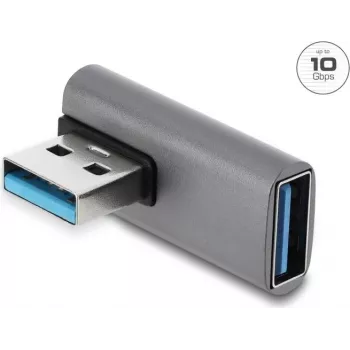 Delock USB 10 Gbps adapter kątowy Type-A męski do Type-A żeński, obudowa aluminiowa