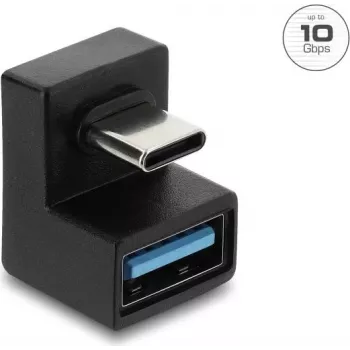 Adapter Delock USB 3.2 Gen 2 Type-C męski na USB-A żeński, kształt U, 10 Gbps, czarny