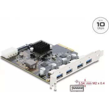 Karta Delock PCI Express x4 na 4 x USB 10 Gbps USB Type-A Dual Channel