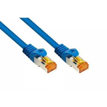 Kabelmeister Kabel krosowy RJ45 Cat.7 S/FTP, wysoce elastyczny płaszcz TPE, bezhalogenowy, niebieski, 0,25 m