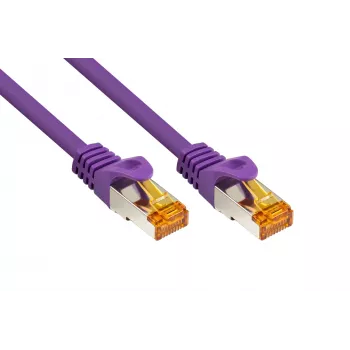 Kabel krosowy KABELMEISTER Cat.7 S/FTP, RJ45, TPE, bezhalogenowy, fioletowy, 0,5m