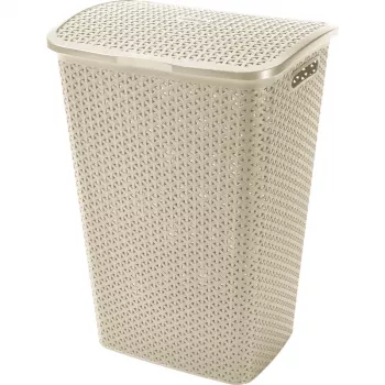 CURVER My Style 55L Kosz na pranie w kolorze kremowym, 43x33x60 cm, efekt rattanu