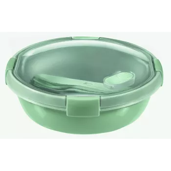 CURVER Smart Eco To Go okrągły pojemnik na żywność 1 l, miętowa pokrywka z przezroczystą podstawą z recyklingowanego szkła, szczelny i nieprzeciekający, bezpieczny dla mikrofalówki/zmywarki/zamrażarki, Ø20x7 cm