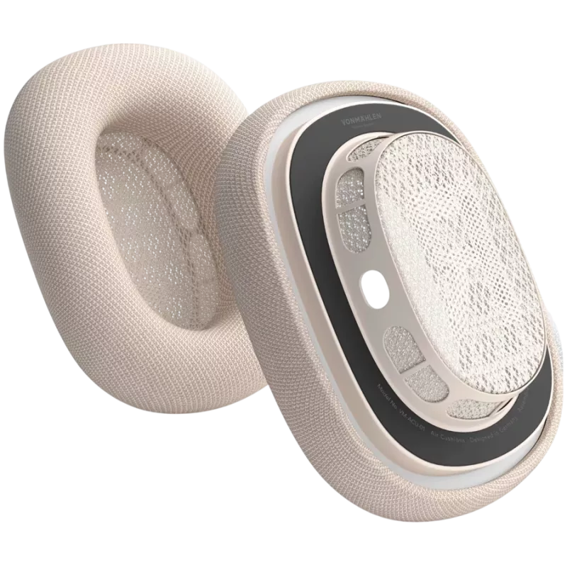 VONMÄHLEN Poduszki powietrzne do AirPods Max, szampan - wysokiej jakości skóra proteinowa i pianka z pamięcią kształtu, wymienne poduszki nauszne