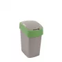 CURVER Flip Bin 25L Kosz na śmieci srebrno-zielony prostokątny plastikowy z uchylną pokrywą do kuchni biura łazienki