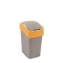 Kosz na śmieci CURVER Flip Bin 25L, srebrny korpus z żółtą pokrywą, polipropylen, prostokątny, do wnętrz