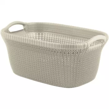 CURVER Knit 40L Kosz na pranie z pokrywką i zintegrowanymi uchwytami, biały, 59,5 x 38,5 x 27 cm