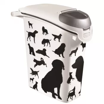 Pojemnik na karmę dla psa Curver Petlife 23L czarny z wzorem łapy