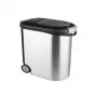 CURVER Pet Life 35L Szczelny Pojemnik na Karmę dla Zwierząt z Kółkami, Srebrny, Mieści 12kg Suchej Karmy, Plastik Bez BPA