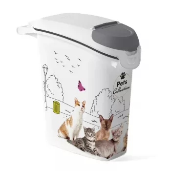 CURVER Petlife Szczelny Pojemnik na Karmę dla Zwierząt 23L dla Psów i Kotów, 10kg Suchej Karmy, Plastik Bez BPA, Wieko z Zatrzaskiem, Szary