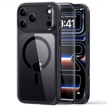 Etui ESR Classic Hybrid MagSafe & hartowane szkło dla iPhone 17 Pro / 18 Pro przezroczyste/czarne