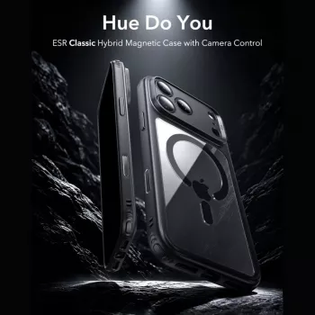 Etui ESR Classic Hybrid MagSafe & hartowane szkło dla iPhone 17 Pro / 18 Pro przezroczyste/czarne