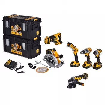 DEWALT DCK623P3-QW 18V XR 6-częściowy zestaw narzędzi bezszczotkowych z 3x akumulatorami 5.0Ah, ładowarką, walizką TSTAK VI
