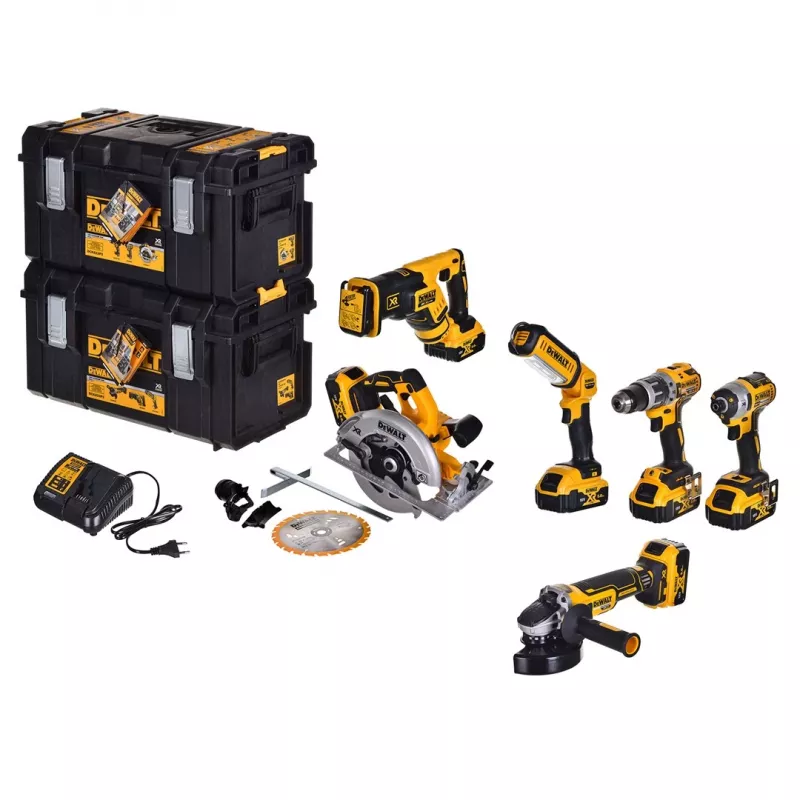 DEWALT DCK623P3-QW 18V XR 6-częściowy zestaw narzędzi bezszczotkowych z 3x akumulatorami 5.0Ah, ładowarką, walizką TSTAK VI