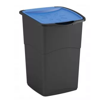 CURVER Koral Bin 47L pojemnik do recyklingu z uchylną pokrywą, czarny korpus i niebieska pokrywa