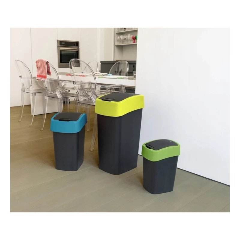 Kosz na śmieci CURVER Flip Bin 9L czarno-zielony