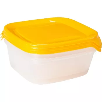 CURVER Fresh & Go Zestaw Misek dla Zwierząt, 3 szt., po 0,8 l, Żółty, Szczelne Pokrywki