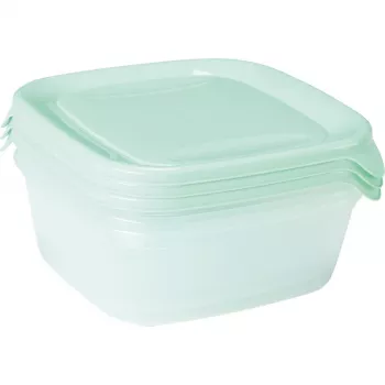 CURVER Fresh & Go Zestaw 3 pojemników na żywność, 0,8 l każdy, zielony, hermetyczny, bezpieczny w mikrofalówce i zmywarce