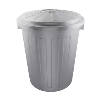 KEEEPER Mats 50L Maxi pojemnik na odpady, srebrny, klapka uchylna, stal malowana proszkowo, Ø50x55cm